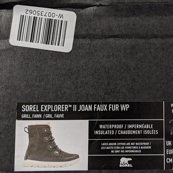 Sorel Explorer II Joan Waterproof Winter Boots, Grey Suede, Women's 8 - Picture 8 of 8